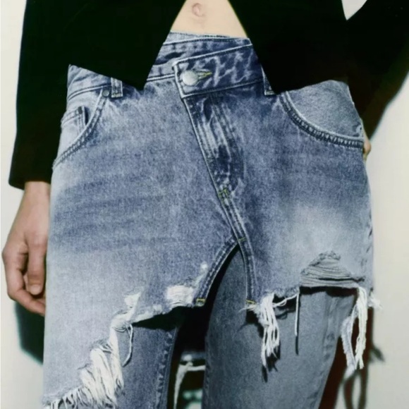 Zara NWT women's straight leg layered jeans size 40 (size 8 US) - Picture 3 of 9